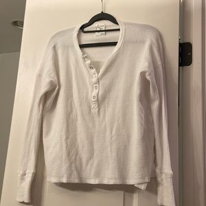Off-line by aerie waffle knit, white long sleeve, shirt, size extra small